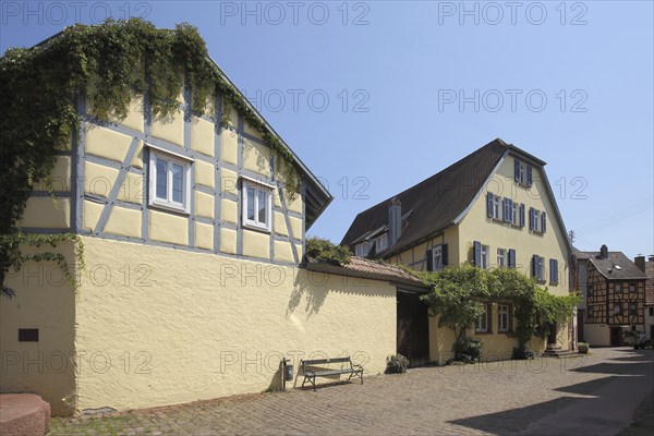 Idyllic houses in Fischergasse in Lohr am Main, Lower Franconia, Franconia, Spessart, Bavaria,