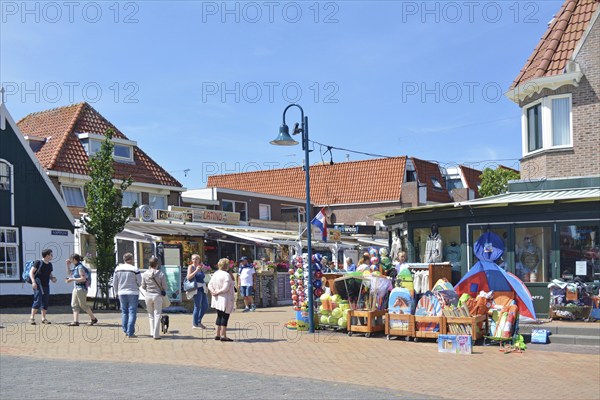 De Koog, Netherlands June 5. 2017 Popular city center with small tourist shops in De Koog on the