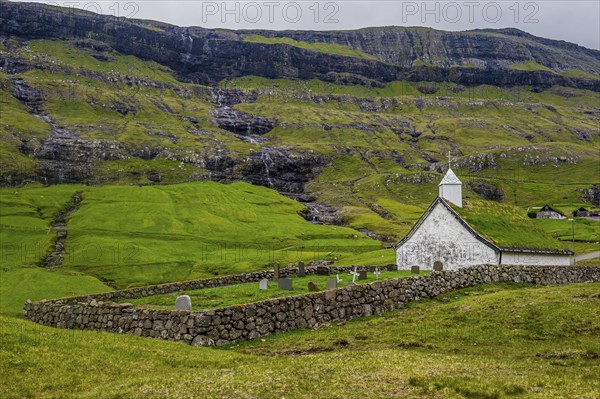 Old church in Saksun, Streymoy, Faroe islands, Denmark, Europe