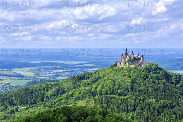 View of Hohenzollern Castle, the ancestral seat of the Hohenzollern dynasty, from the Zeller Horn