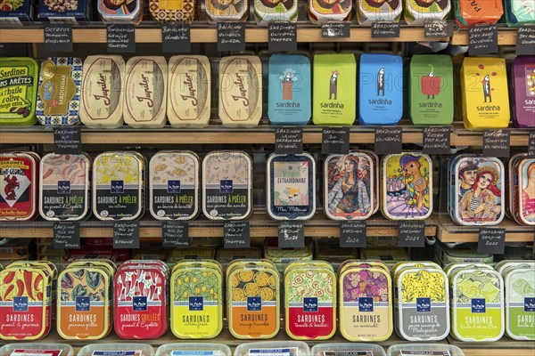 Shop window with sardine cans, Vienna, Austria, Europe