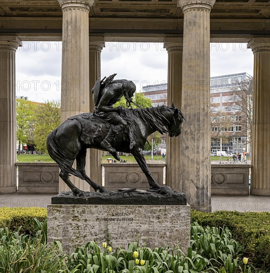 Hun on horseback, bronze sculpture by Erich Hösel, Museum Island Berlin, Germany, Europe