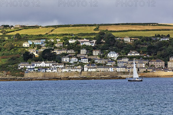 Coastline with fishing village of Mousehole, Penzance, Cornwall, England, United Kingdom, Europe