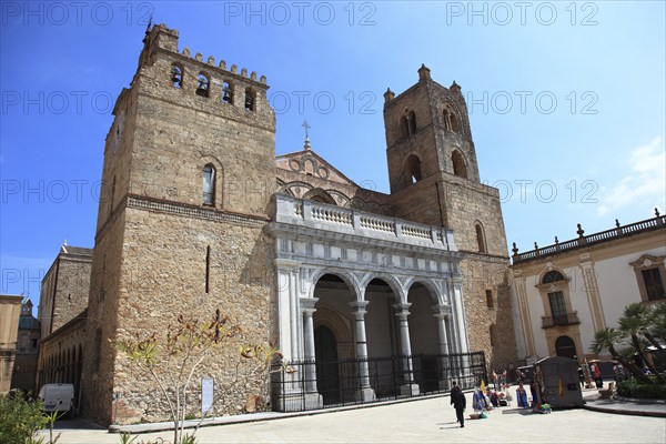 City of Monreale, souvenir stands in front of the Cathedral of Santa Maria Nuova, Unesco World
