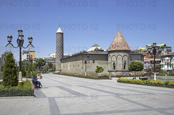 Yakutiye Medrese with minaret and Kümbet, 14th century Madrasa and example of Seljuk architecture