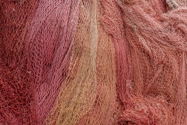Red fishing nets, Brela, Croatia, Europe