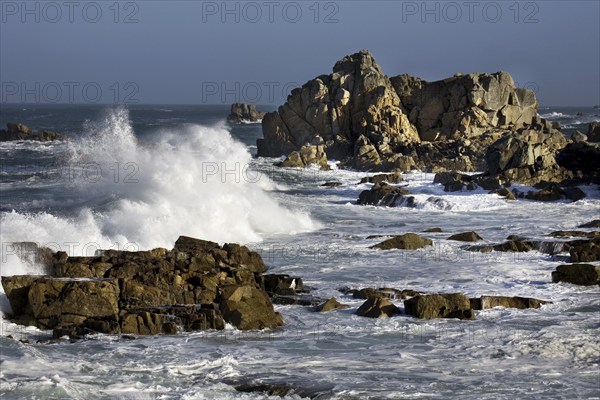 The coast in winter at Le Gouffre, Brittany, France, Europe