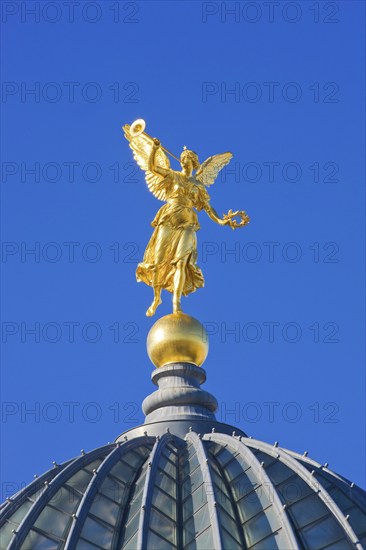 Dresden Old Town, Fama or Pheme and the dome of the building of the new Saxon Art Association