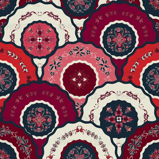 Vector floral decorative art design, seamless pattern for fabric print