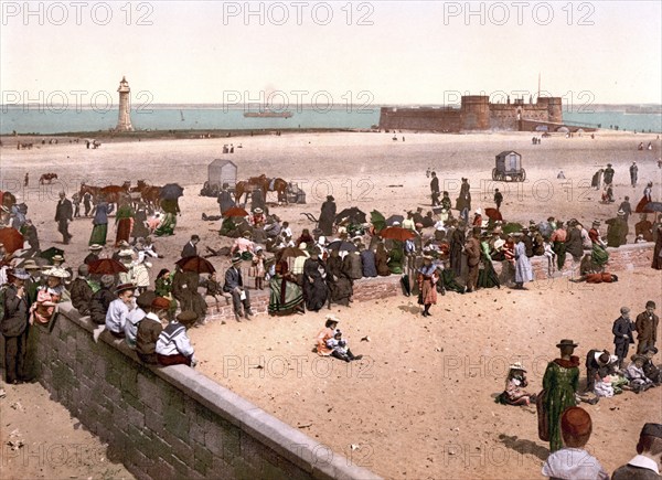 New BrightonStrand, Liverpool, ca 1895, England, Historical, digitally restored reproduction from a