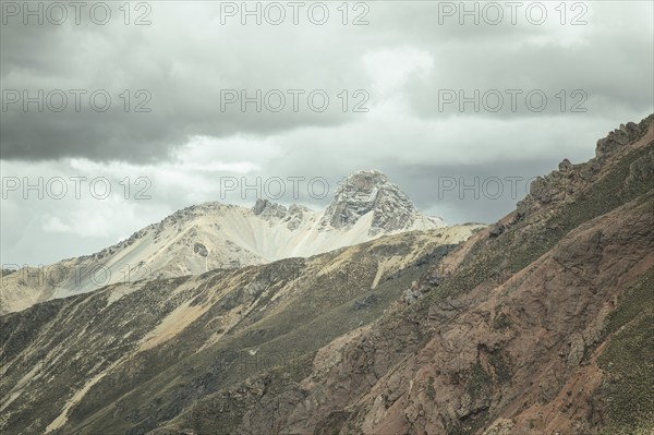 Andean highlands, view to the west from the Ticlio Pass, Alto de Ticlio, Peru, South America