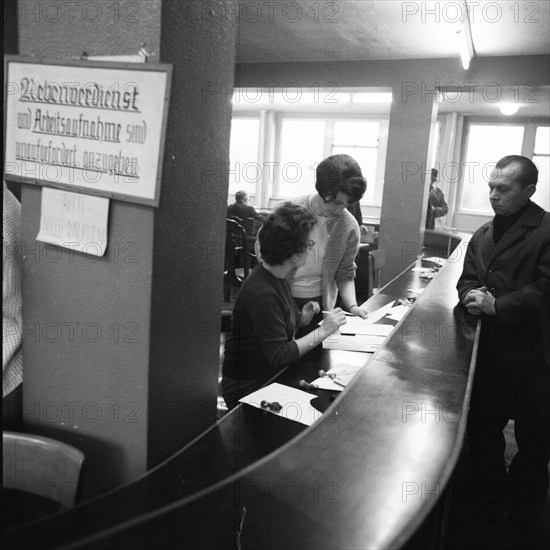 Unemployed at the Dortmund Labour Office in 1966, Germany, Europe