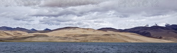 Himalayan mountain lake in Himalayas Tso Moriri (official name: Tsomoriri Wetland Conservation