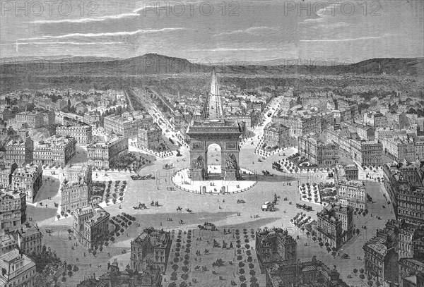 Arc de Triomphe de l'Etoile, Triumphal Arch of the Star, 1869, Centre of Paris, France, Historic,