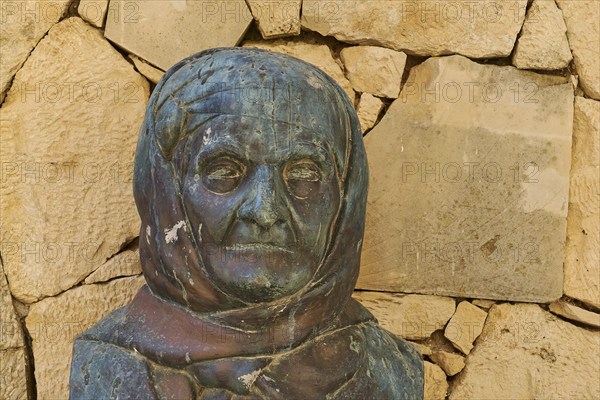 Bust, Harikia Daskalakis, Stone Wall, Arkadi, Orthodox Monastery, National Monument, Rethimnon