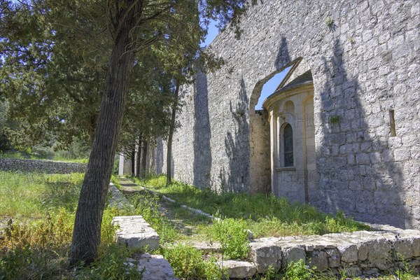 Church of the Benedictine Abbey built into the wall, Mljet Island, Dubrovnik-Neretva County,