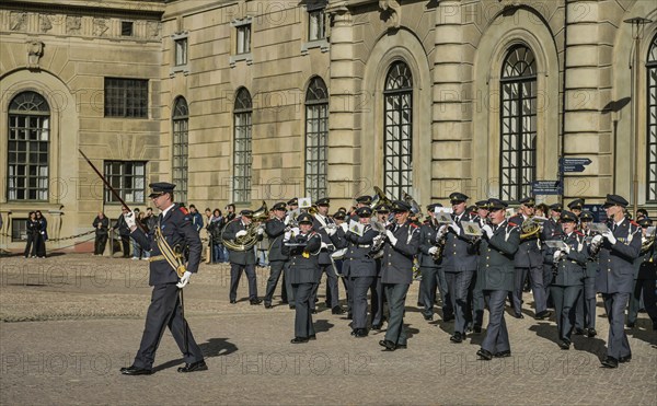 Music band, Changing of the guard, Parade ground, Yttre borggarden, Royal Castle, Kungliga slottet,