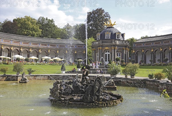 Waterworks and New Palace with Temple of the Sun at the Hermitage in Bayreuth, Upper Franconia,