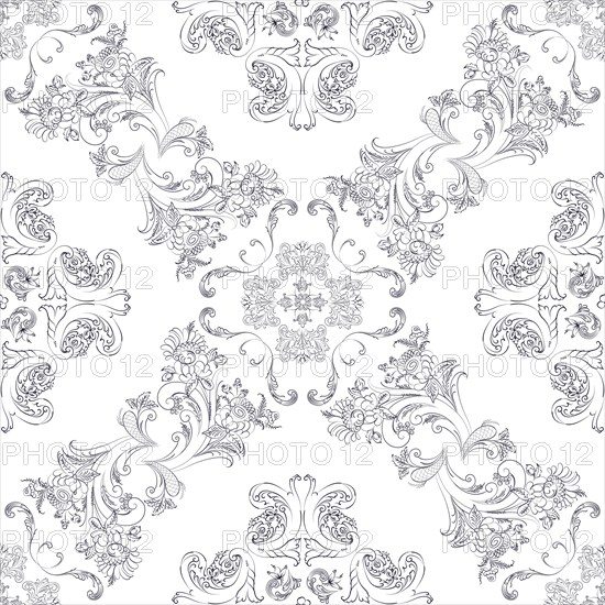 Hand drawn seamless floral pattern on a white background, vector textile template