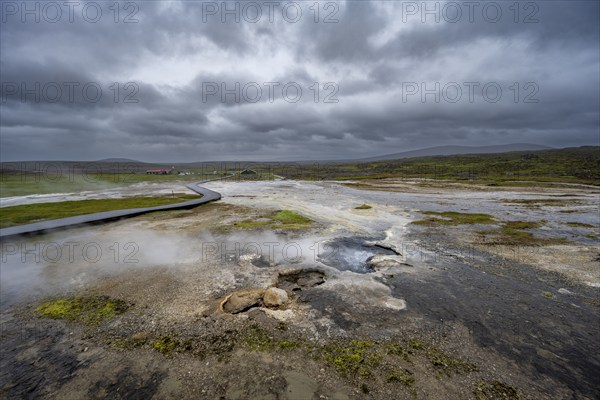Steaming hot spring, Hveravellir geothermal area, Icelandic Highlands, Suðurland, Iceland, Europe