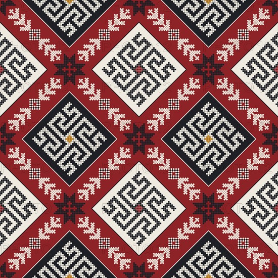Traditional Latvian embroidery seamless pattern, vector illustration
