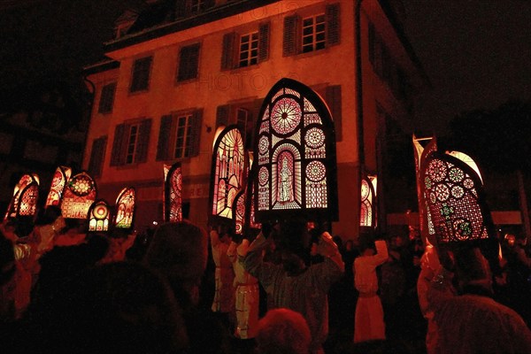 Bearer of the Iffelen at the traditional Klausjagen, Klaus parade 2023, St. Nicholas custom,