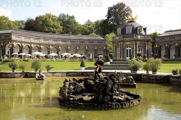 Waterworks and New Palace with Temple of the Sun at the Hermitage in Bayreuth, Upper Franconia,