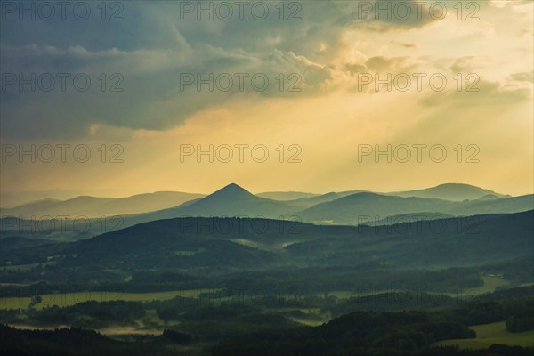 View from the Hochwald Tower to the west to Mount Klic in the Hochwald (Zittau Mountains)