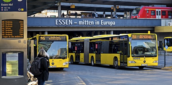Essen public transport buses at the main station, local transport, 49-euro ticket, Essen, Ruhr