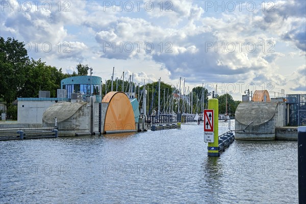 The Greifswald Wieck barrage, a storm surge protection facility, Hanseatic City of Greifswald,