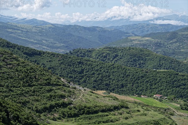 Wooded slopes in the southern Albanian mountain landscape on the western foothills of the Tomorr