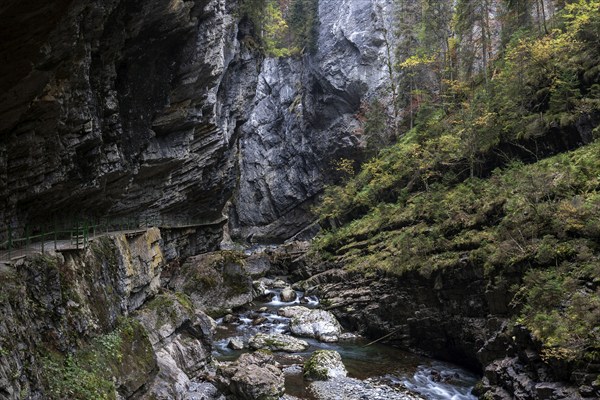 River Breitach and Breitachklamm gorge near Oberstdorf, Oberallgäu, Allgäu, Bavaria, Germany,