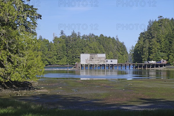 Remains of a historic factory, Ucluelet boardwalk, Pacific Rim National Park, Vancouver Island,