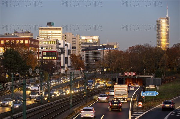 Motorway A40, Ruhrschnellweg, in Essen, route through the city centre, is affected by a possible