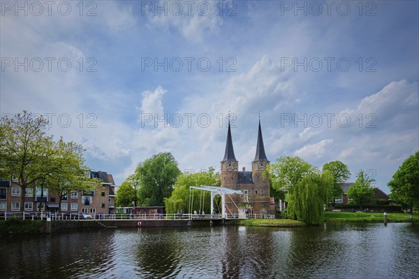 Oostport (Eastern Gate) of Delft in the day. Delft, Netherlands