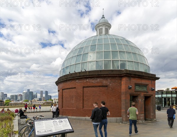 Entrance building to Foot Tunnel, Greenwich, London SE10, England, UK