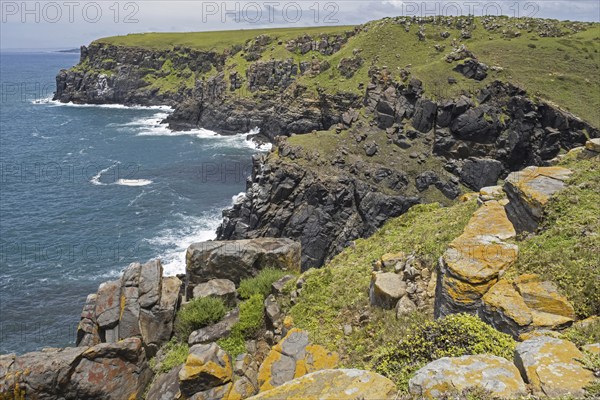 View over the Indian Ocean and Morgan Bay sea cliffs at the Southern end of the Wild Coast,