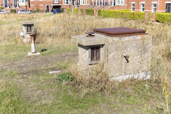 Cold War nuclear shelter underground military building, Martello Park, Felixstowe, Suffolk,