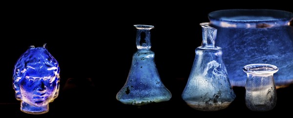 Glass vessels, 3rd-4th century, National Archaeological Museum, Villa Cassis Faraone, UNESCO World