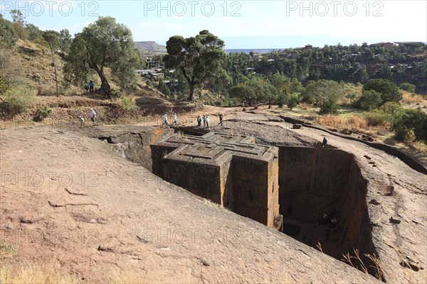 Rock churches in Lalibela, the rock church of St George, Bete Kiddus Georiys, Bete Ghiorgis Church,