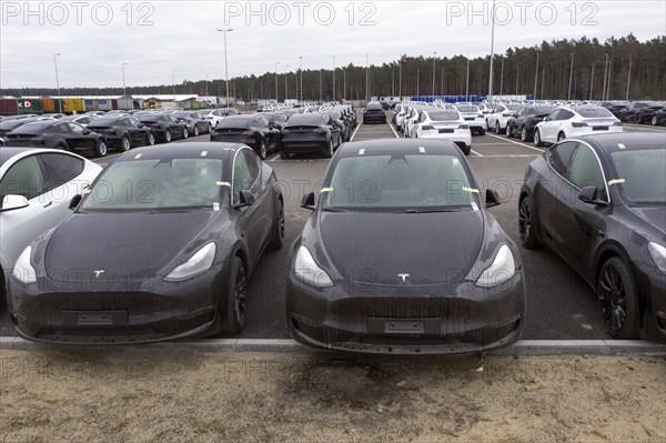 Tesla Y models produced in the Tesla Giga Factory, Grünheide, 28.01.2023