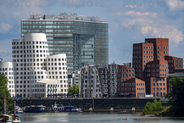 New Zollhof building complex, the Gehry buildings, at the Media Harbour, behind the Stadttor