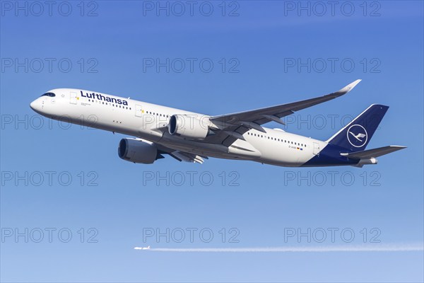A Lufthansa Airbus A350-900 aircraft with the registration D-AIVB at the airport in Munich,