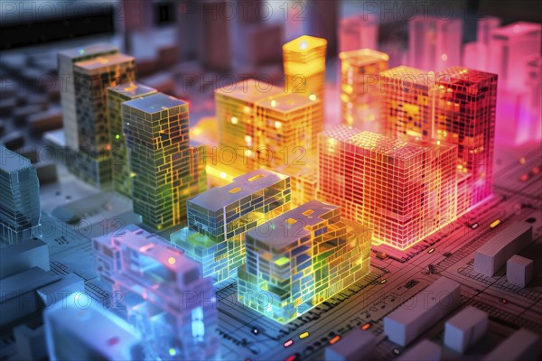 Architectural model made of plastic, illuminated, model making for architecture, design,