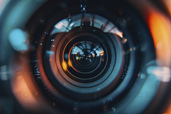 Close up of lens of modern drone video and photo camera. Generative Ai, AI generated