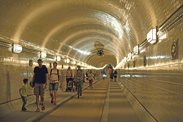 Europe, Germany, Hamburg, City, Harbour, Old Elbe Tunnel under the Elbe, restored east tunnel,