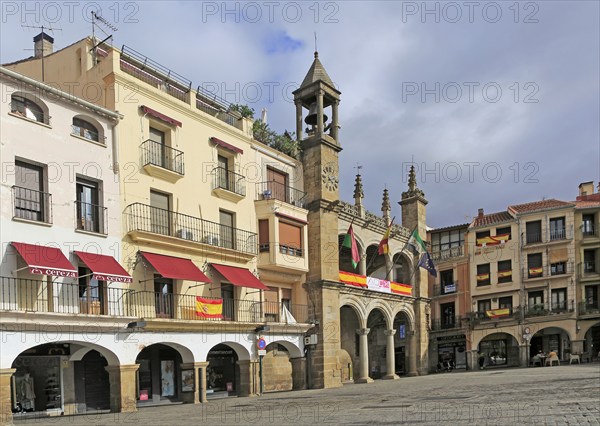 Ayuntamiento town hall historic buildings Plaza Mayor, Plasencia, Caceres province, Extremadura,