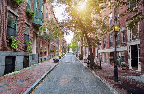 Boston Beacon Hill at sunset