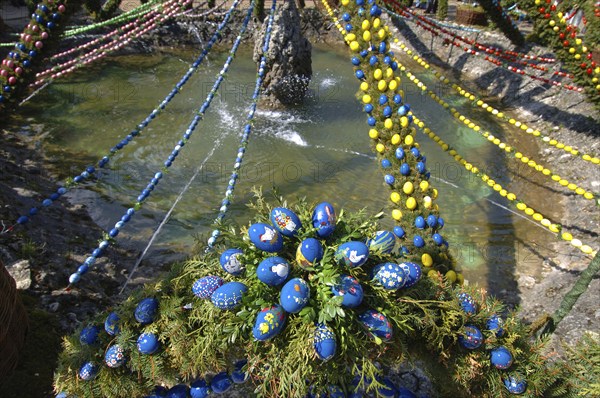 Easter custom, Easter fountain in Franconian Switzerland, detail, here in Bieberbach, district of