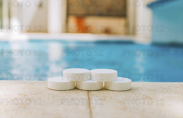 Chlorine tablets for disinfection and purification of swimming pools. Chlorine tablets with